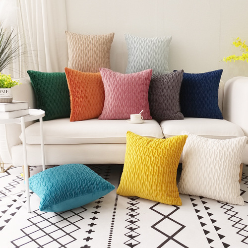 Modern simple solid color embossed pillow Dutch velvet sofa pillow cover bedside home cushion cover wholesale pillow cover