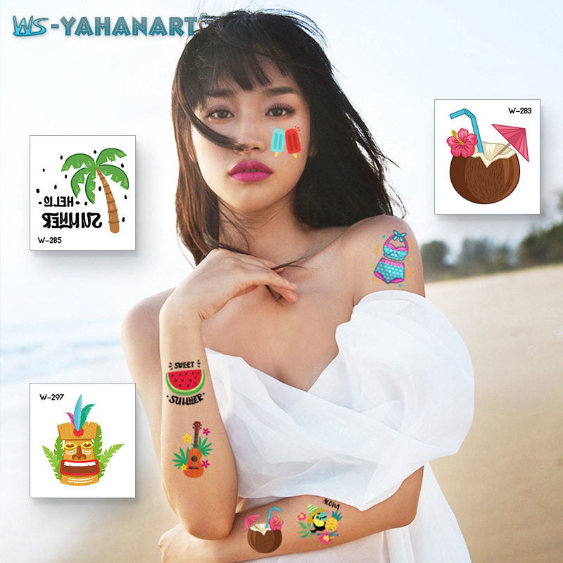 Tatuajes Temporales de Verano de Papel de Transferencia de Agua para Playa