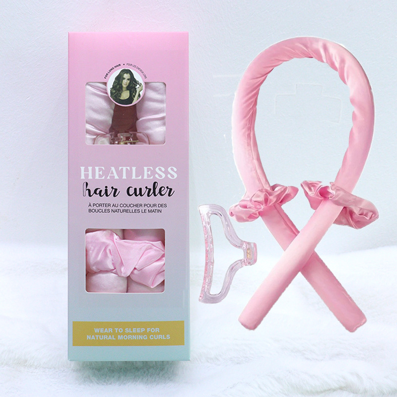 新款絲綿捲髮棒套裝色丁扎染無熱懶人睡眠捲髮棒充棉捲髮器盤發器