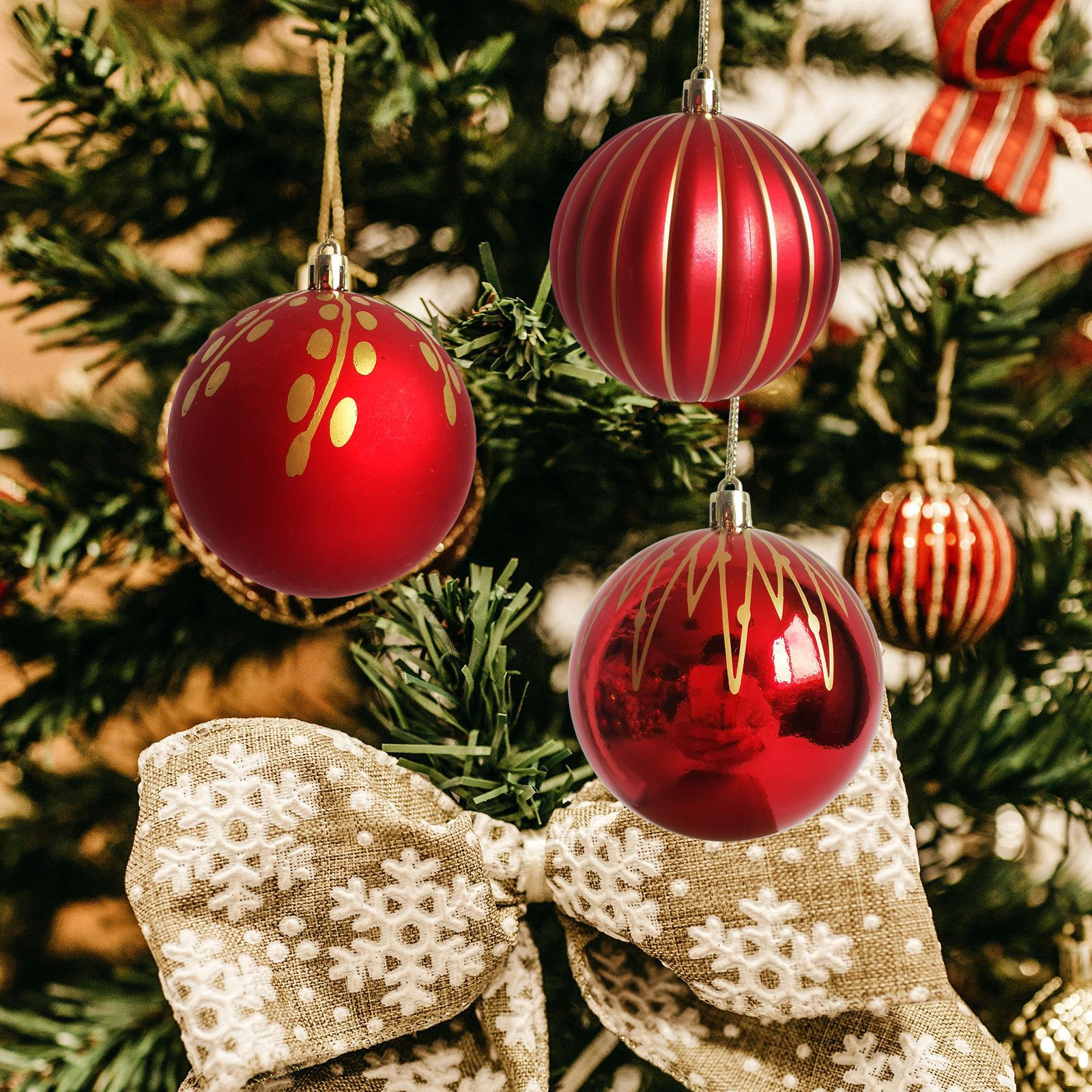 Navidad transfronteriza spot 8cm 9 colgantes de árbol de Navidad pintado de plástico decoración de fiesta en el hogar