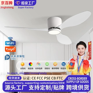 京百腾直叶隐形风扇灯 外贸新款家用卧室餐厅吊扇简约现代风扇灯
