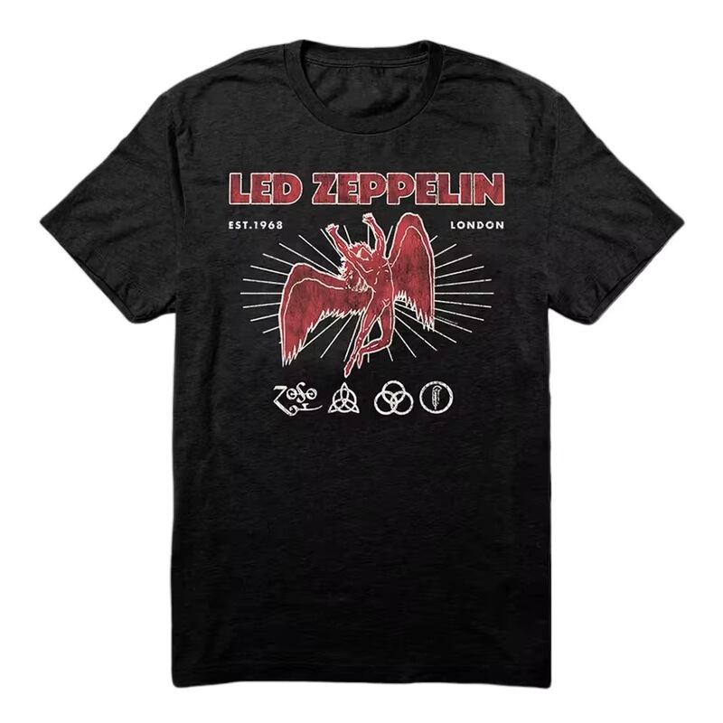 Rock Band Led Zeppelin Pure Cotton Album Graphic T-Shirt Cross-Border In-Stock Items