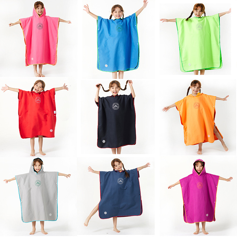 Children's Hooded Bath Towel Cape-Style Poncho Can Be Worn as a Bathrobe, Outdoor Beach Quick-Drying and Absorbent, Manufacturer in Stock