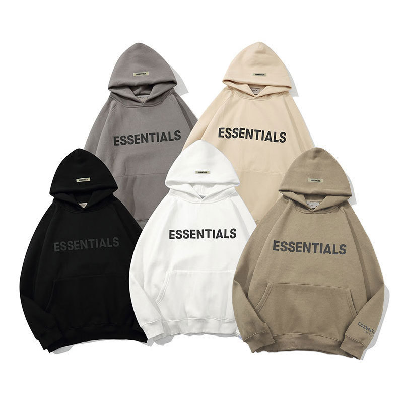 Fear Multi-Line Essentials Reflective Stereo Letter Sweatshirt Hoodie Fog Male and Female Couple Stereo Reflective