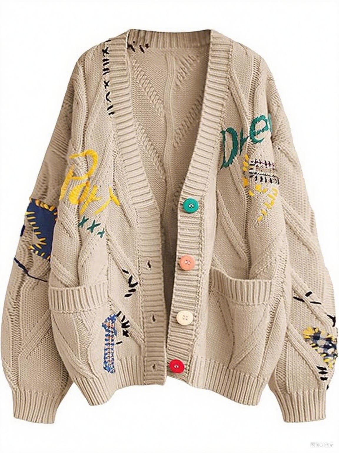 Moda estilo perezoso bordado suéter mujer otoño e invierno 2025 nuevo diseño de letras sentido suéter suelto chaqueta marea