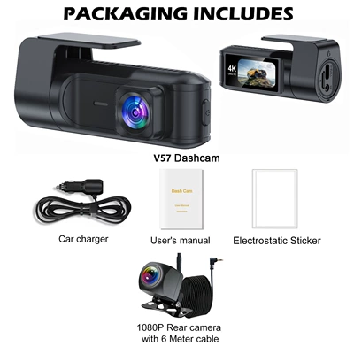 Driving recorder dashcam with Wifi connectivity, ultra-high-definition - front-rear-of-car-wifi