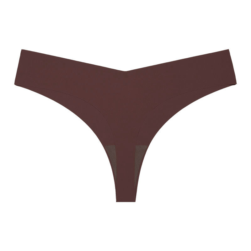 Ropa interior tipo tanga de estilo europeo y americano para mujer, sin costuras, sexy, de seda helada, bragas invisibles de cintura baja para deporte, yoga y fitness.