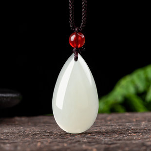 Old material Hetian jade white jade water drop pendant genuine goods natural jade necklace temperament men's and women's pendant high-grade wholesale