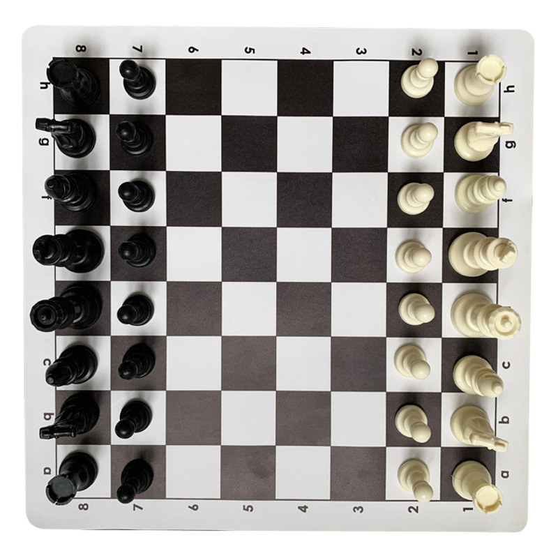Chess portable leather PU board set kids student Beginner Game chess king height 95mm