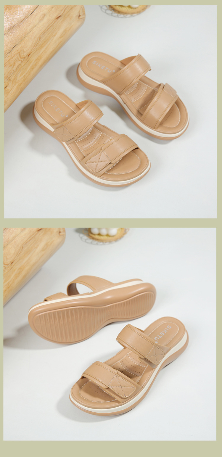Dép sandal nữ xỏ ngón đế dày chống trơn mùa hè 2026 — Màu nâu, Màu camel, Màu xanh ngọc chi tiết 16
