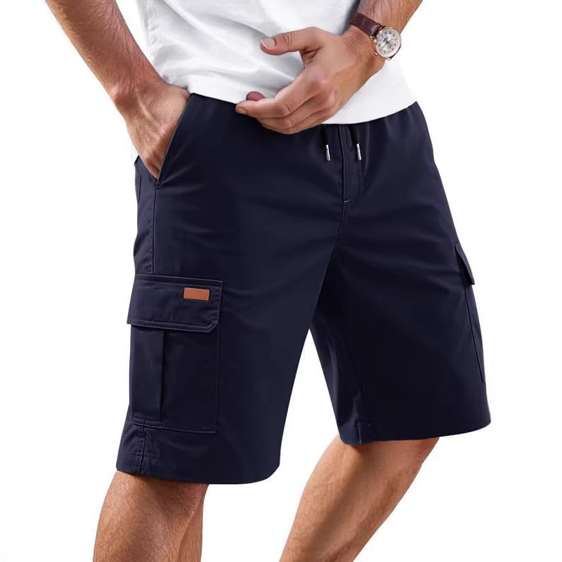 Men's Fashion Loose Fit Shorts Summer European American Style Solid Color Outdoor Casual Five Point Pants_voghion.com