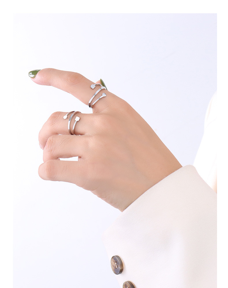 hot sale irregular opening nonadjustable ring Korean 18K real gold plated titanium steel finger ringpicture6