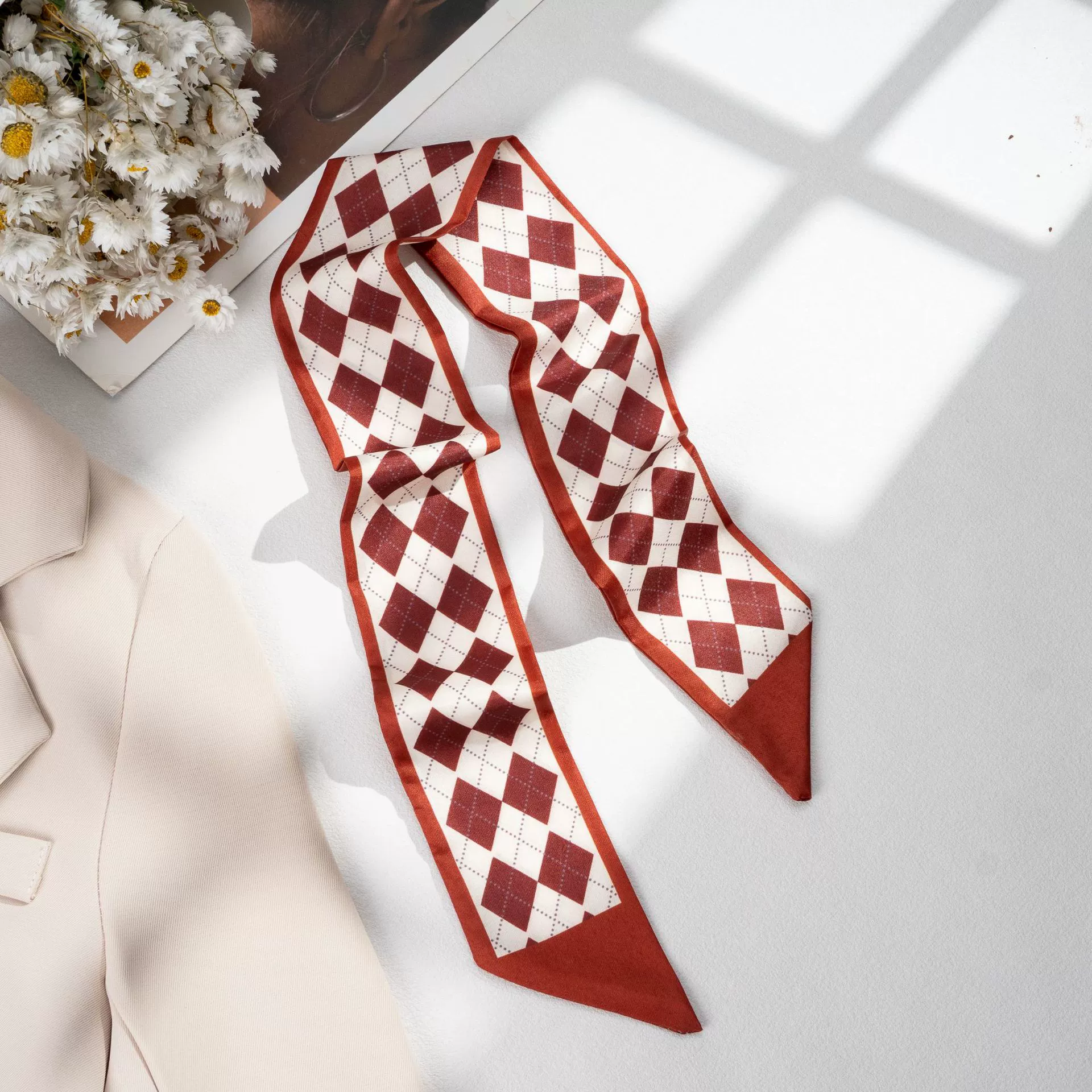 Silk Scarf Hairband (Suhang) long streamer 89×3.8 cm, lightweight gift box option