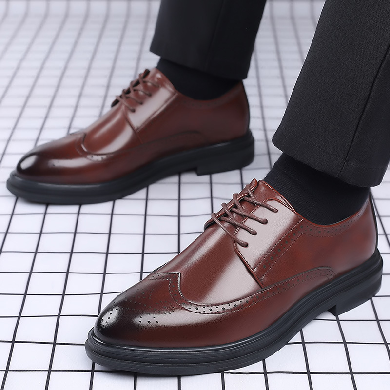 New Men's Brock Leather Shoes Business Casual British Dress Shoes Korean Style Shoes Breathable for Men New Men's Brock Leather Shoes Business Casual British Dress Shoes Korean Style Shoes Breathable for Men