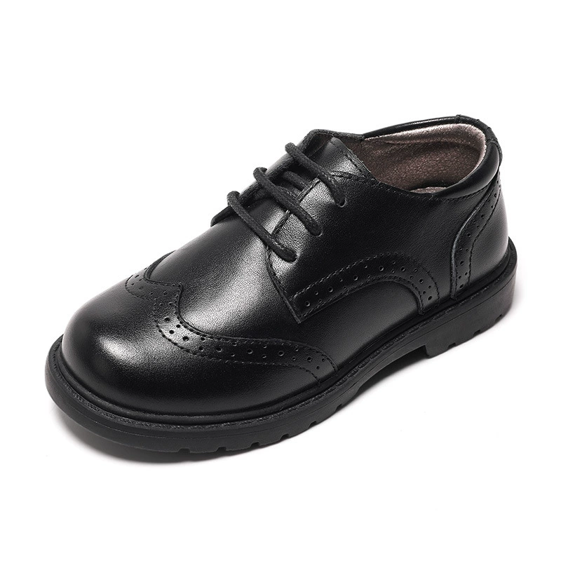 Кожаные туфли для мальчиков, маленькие черные туфли для выступлений для детей, весенне-осенний новый стиль, черная детская обувь среднего и большого размера из натуральной кожи на мягкой подошве для мальчиков