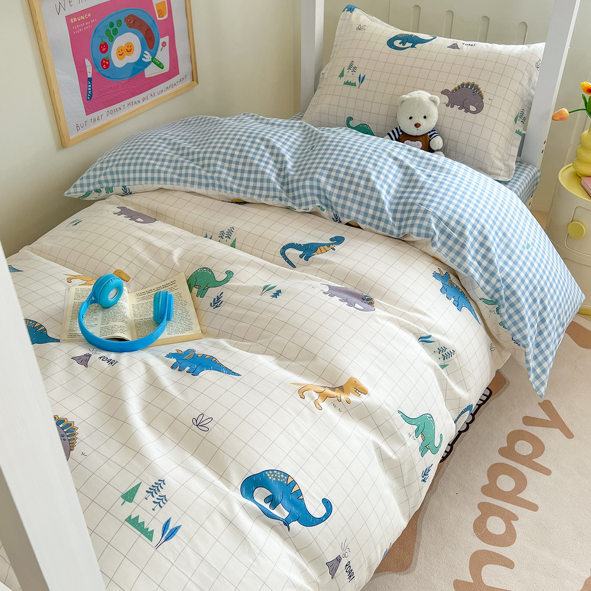 Dormitorio universitario ropa de cama de tres piezas algodón de cuatro piezas 100 sábanas individuales de algodón fundas de edredón