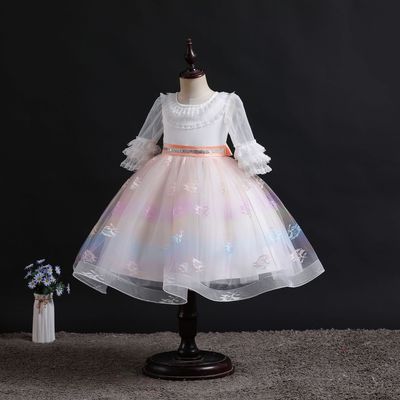 2022 new pattern girl full dress Princess Dress Western style David Piano play children Evening dress lace Dress