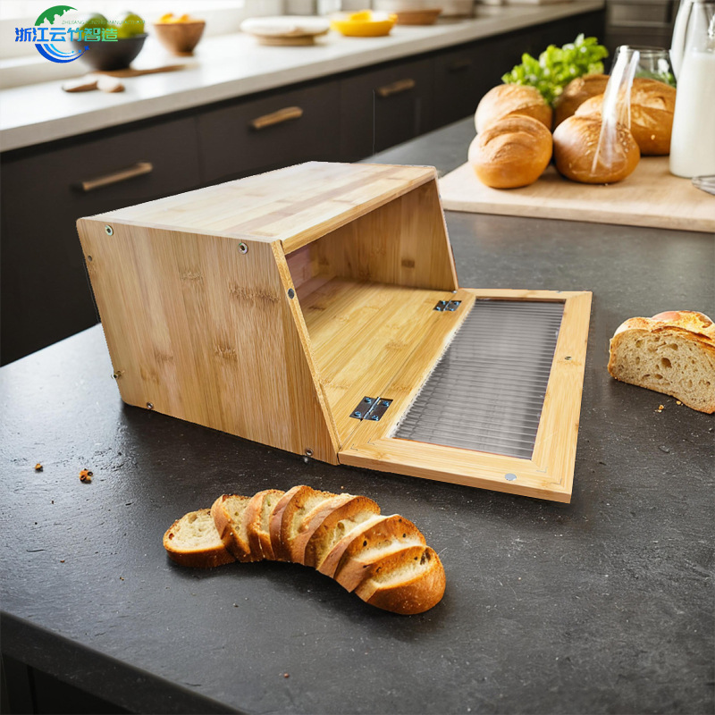 Pan de bambú transfronterizo utensilios de cocina para el hogar utensilios de panadería caja de almacenamiento de pan transparente al por mayor