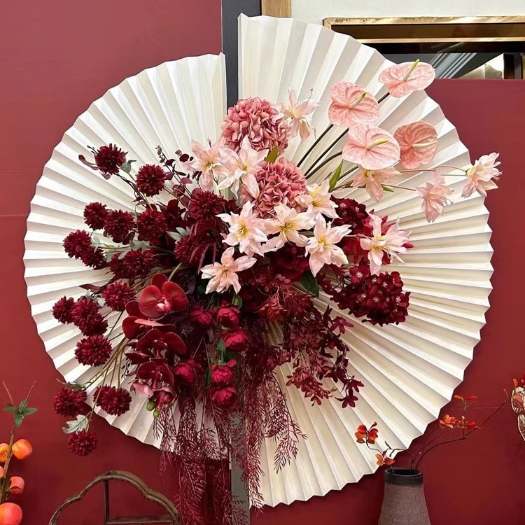 Abanico de papel de gran tamaño para bodas, abanico de papel plegable, nuevo regalo de compromiso chino, decoración de la pared, decoración, abanico de origami, arte floral