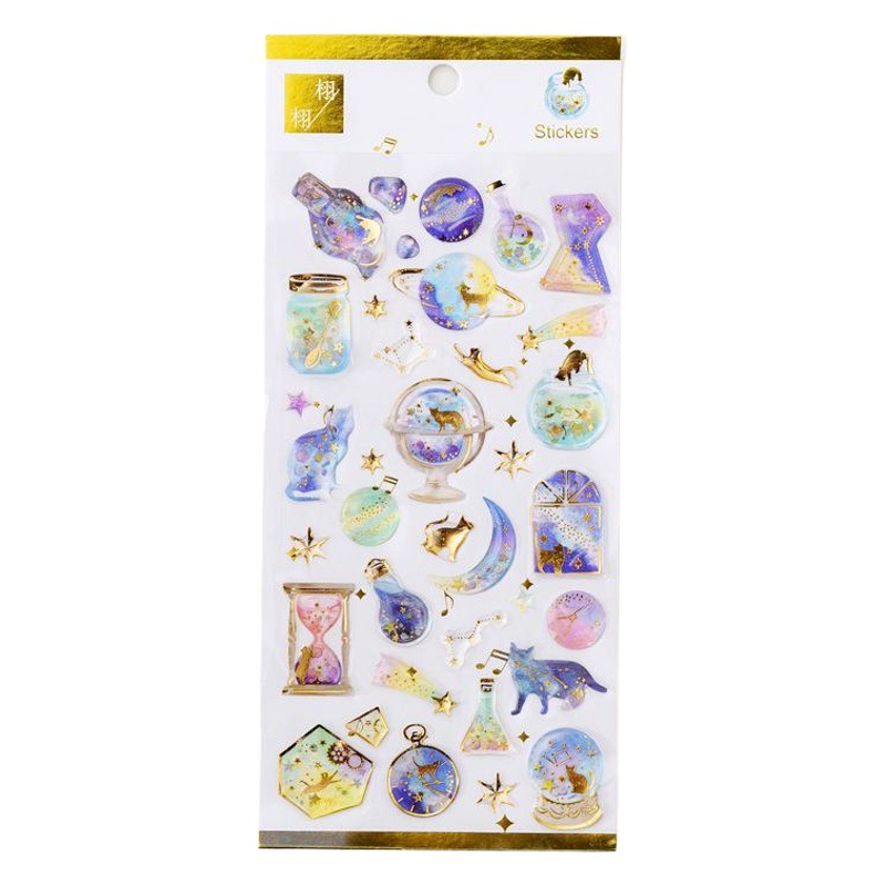 Venta directa de fábrica sueño cielo estrellado cristal epoxi pegatinas dorado protección del medio ambiente tridimensional teléfono móvil pegatinas Diario pegatinas material