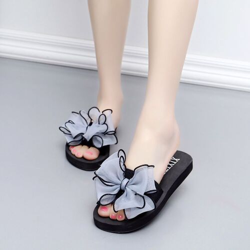 New one-piece slide with handmade bow, 3-6 cm anti-slip, beach vacation travel fashion women's sandals trendy
