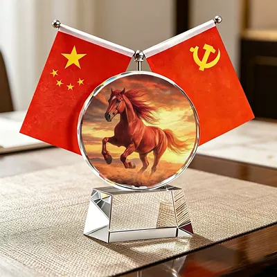 Car ornaments Flag Crystal Ornament, Creative High-End Office - small-size-sunflower-10cm-774cm-base-small-flag-full-of-fortune-and-fortune-horse