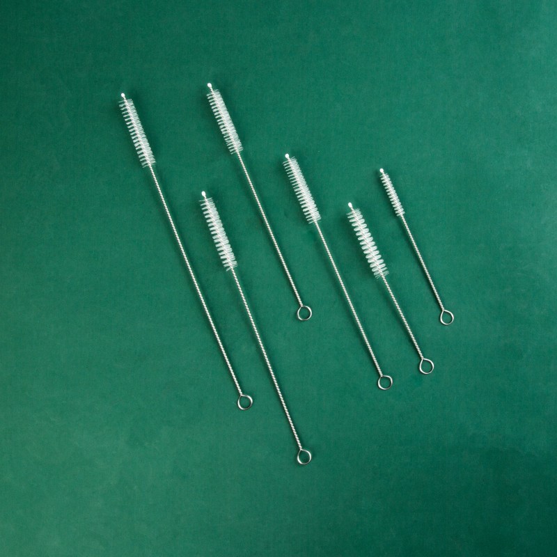 Cepillo de pajita de limpieza multimodelo de nailon de acero inoxidable 304 Cepillo de limpieza de tubo de ensayo de biberón Cepillo suave en espiral