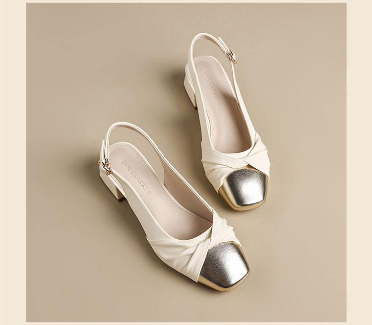 Sandal bít mũi nữ phong cách Pháp gót thấp mềm mại đi làm — BL392 màu mơ chi tiết 20