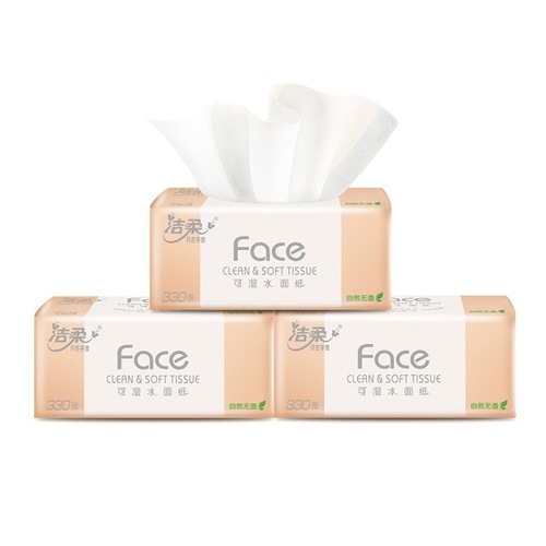 Jie.Rou Facial Tissue Roll 24 Boxes of 110 Pads Bulk Household Economical Packaging Wet Wipes