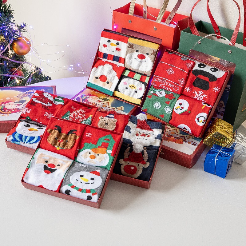 Cross-border foreign trade Christmas socks gift box autumn and winter New cartoon Three-dimensional cute socks children's red Christmas socks Cross-border foreign trade Christmas socks gift box autumn and winter New cartoon Three-dimensional cute socks children's red Christmas socks