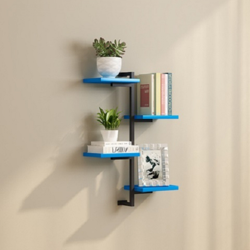 Estante de pared estante de flores decoración moderna simple partición de pared simple hierro forjado estante multicapa perforación