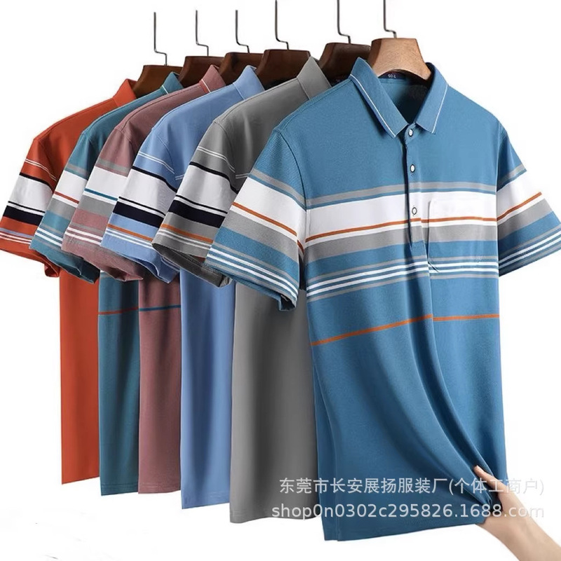 Foreign Trade Cheap Export Polo Shirts for Middle-Aged Men, Short-Sleeve Workwear with a Turn-Down Collar, Cross-Border Men's Polo Shirts Foreign Trade Cheap Export Polo Shirts for Middle-Aged Men, Short-Sleeve Workwear with a Turn-Down Collar, Cross-Border Men's Polo Shirts
