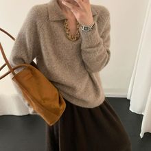 马海毛女宽松显瘦花纱羊毛衫爆款针织衫女V领2025秋冬新款厚毛衣