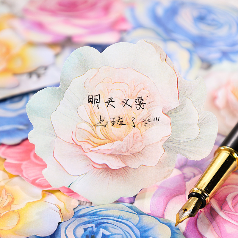 Fragancia oscura serie flotante flor nota adhesiva pequeña fresca con pegajosa flor retro N veces pegatinas mensaje nota papel