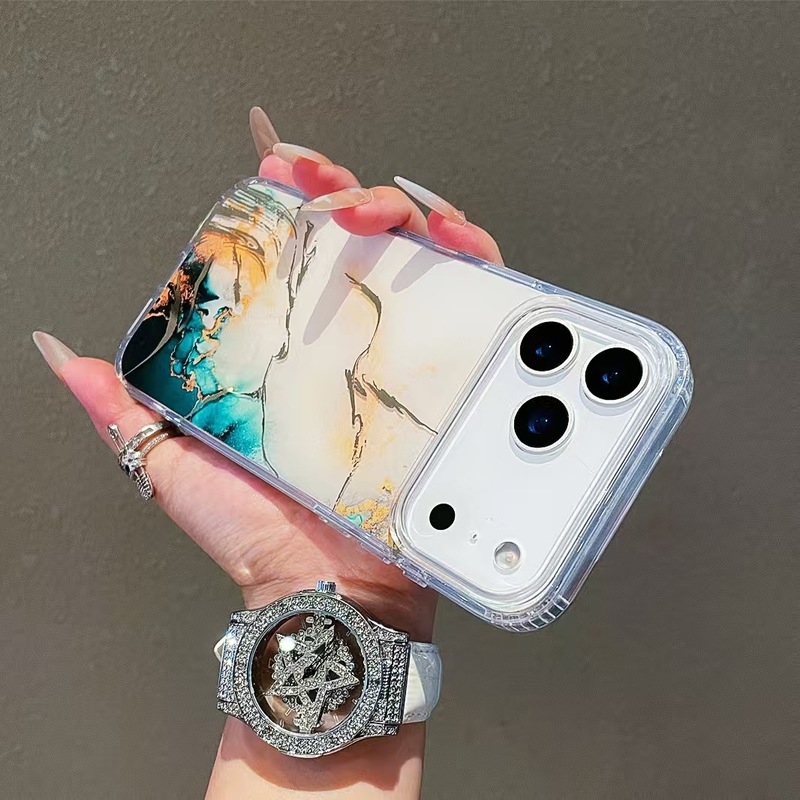 iPhone17携帯電話用ガラス大理石ケースは、Apple 16/14/15ProMaxに適しており、金箔押し加工が施されており、国境を越えて販売されています。|undefined