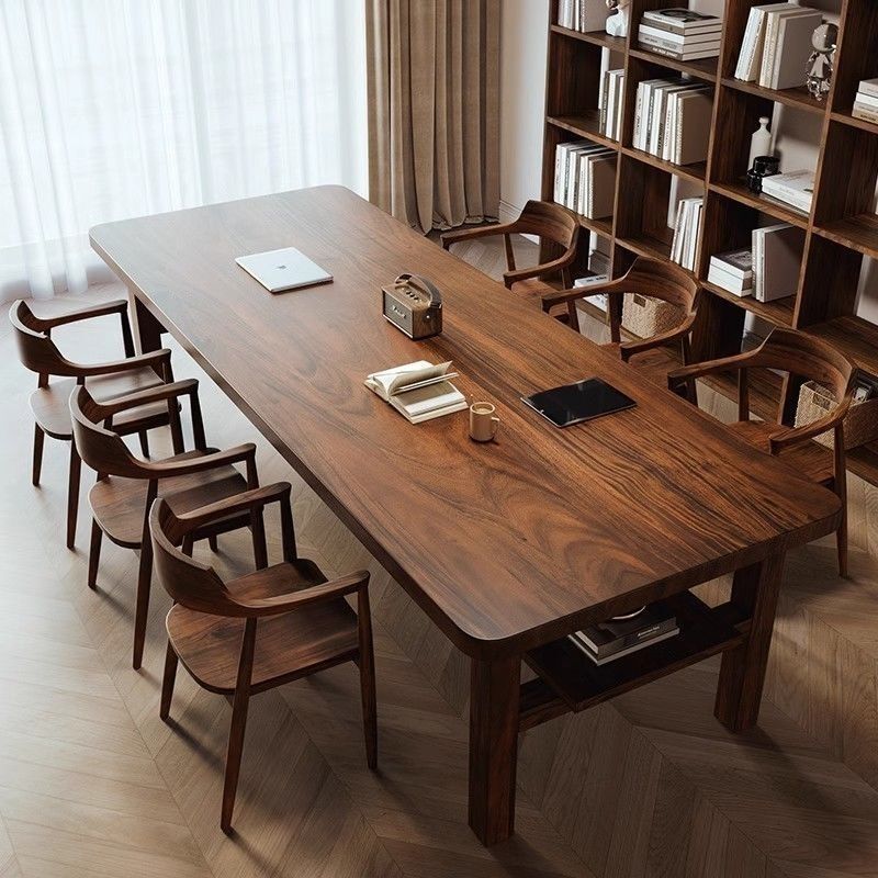 Walnut Living Room Desk Writing Reading Study Long Table Workbench Home Dining Table Desk Dual Use