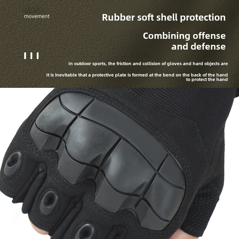 Tactical gloves men's half finger outdoor training fighting hard shell protective riding sports non-slip wear-resistant full finger gloves_maomaolike.com