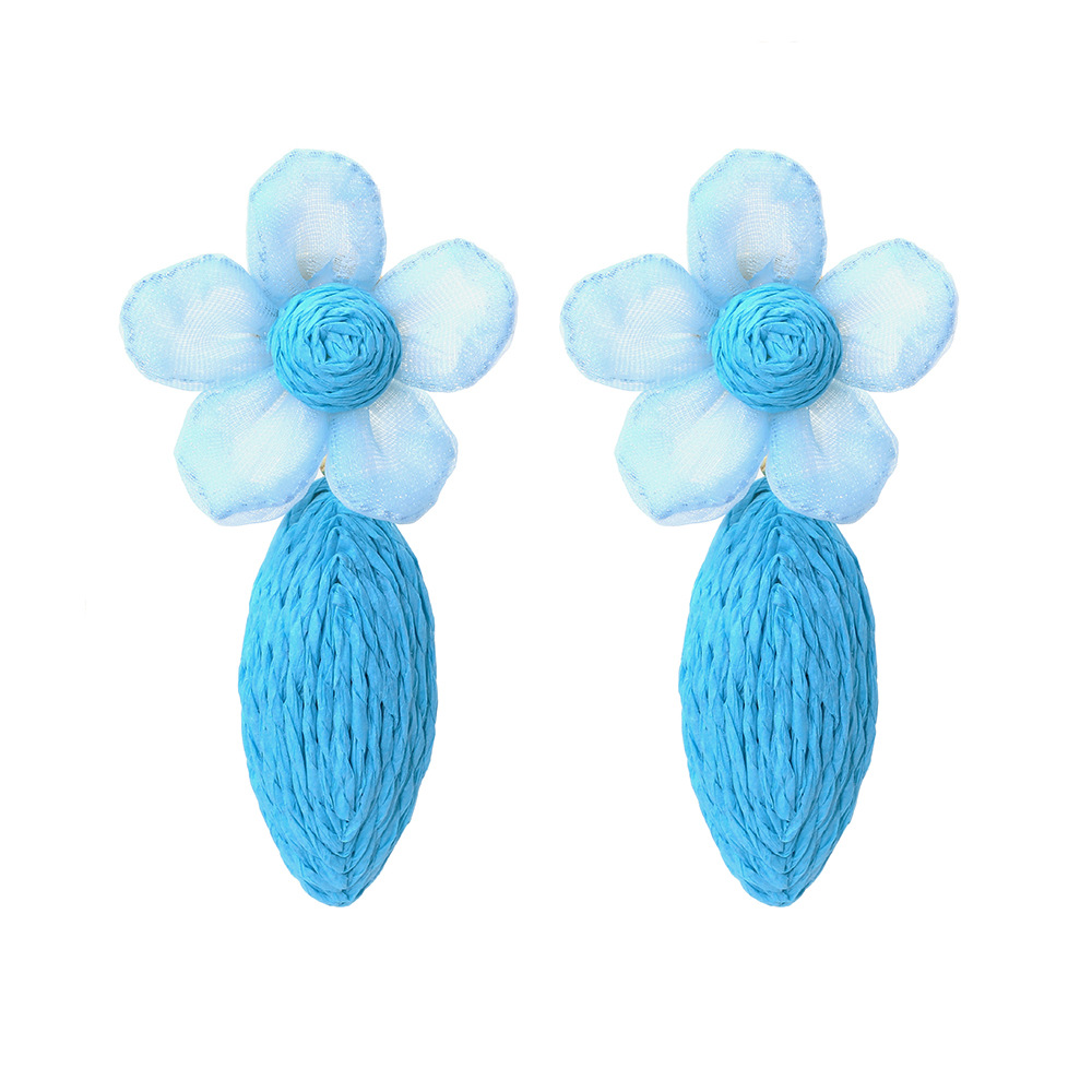 Pastoral Flower Raffia Gauze Women's Drop Earrings 1 Pair display picture 3