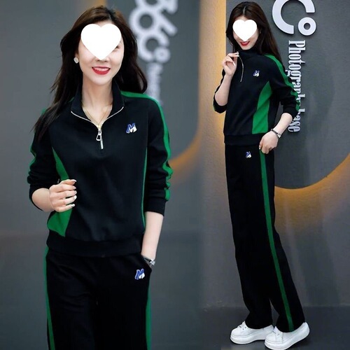 Ladies Sporty Casual Set with Hooded Sweatshirt and Wide Leg Pants, Spring and Autumn Outfit, Stylish Two-Piece Set #865