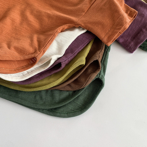 Bamboo cotton short-sleeved T-shirt 2024 summer Korean version for boys and girls, versatile pure cotton personalized T-shirt, baby tops, children's clothing trendy