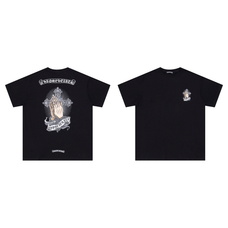 クローバーTシャツのクロスボーダーハイバージョン、ゆったりとしたトレンディなクローバークロスプリント、男女カップル同じスタイルの半袖|undefined