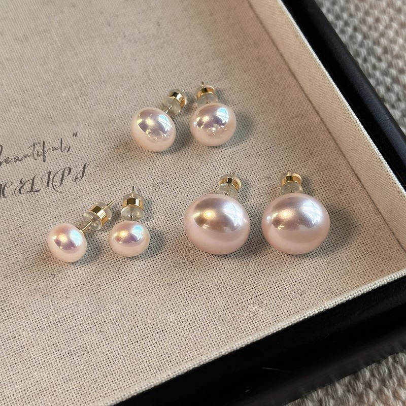 Shijia Steamed Bun Powder Light Pearl Earrings Women's High-End Accessible Luxury French Earrings 2025 New Exquisite Versatile Earrings