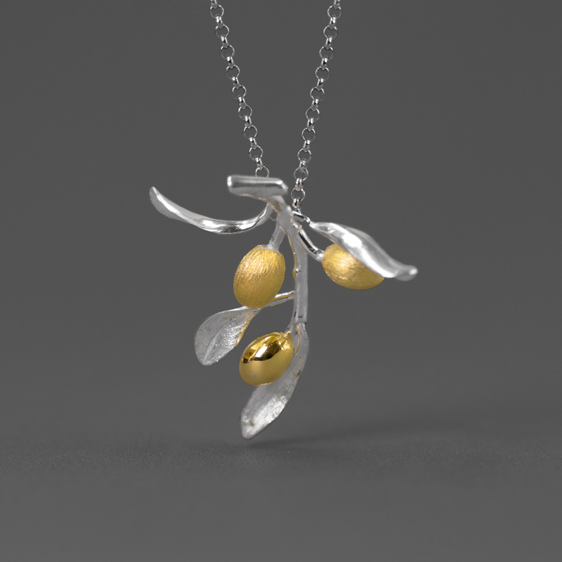 Genuine fresh elegant olive branch pendant