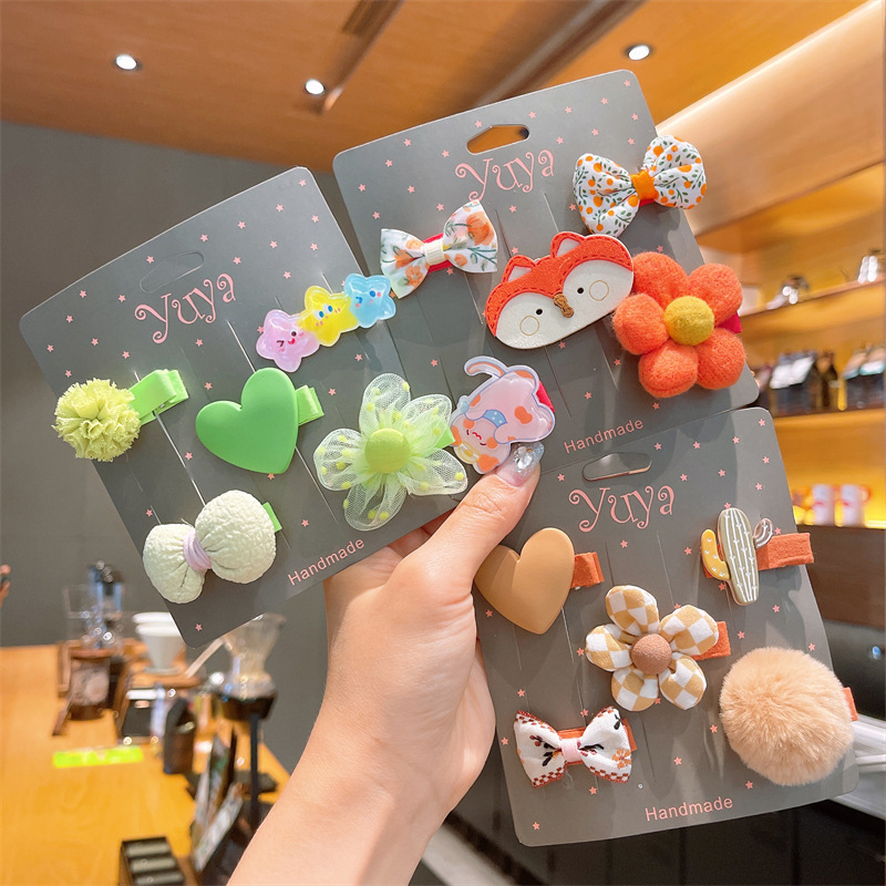 Tela de dibujos animados para niños flor horquilla bebé flequillos clip lateral niñas no lastiman el pelo tocado Internet celebridad 2022 Shixi