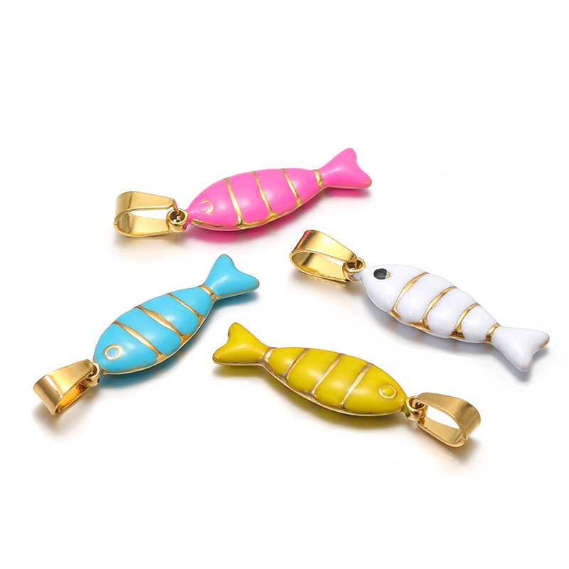 9g Weight Pendant Jewelry Making Type DIY Jewelry Accessories Classification 5 PCS/Package Quantity Resin Material Fish Pattern Enamel Design Cute, Simple Style Style 5 PCS/Package Resin Fish Pendant 2