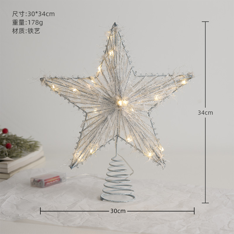 Nuevos productos transfronterizos árbol de Navidad estrella dorada plata blanca brillante árbol de Navidad decoración de Navidad estrella de cinco puntas