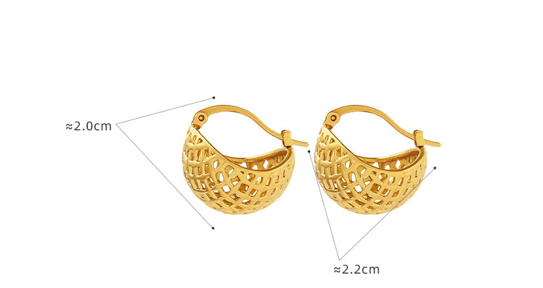 11g Weight Fashion Grid Plating 304 Stainless Steel 18K Gold Plated Earrings