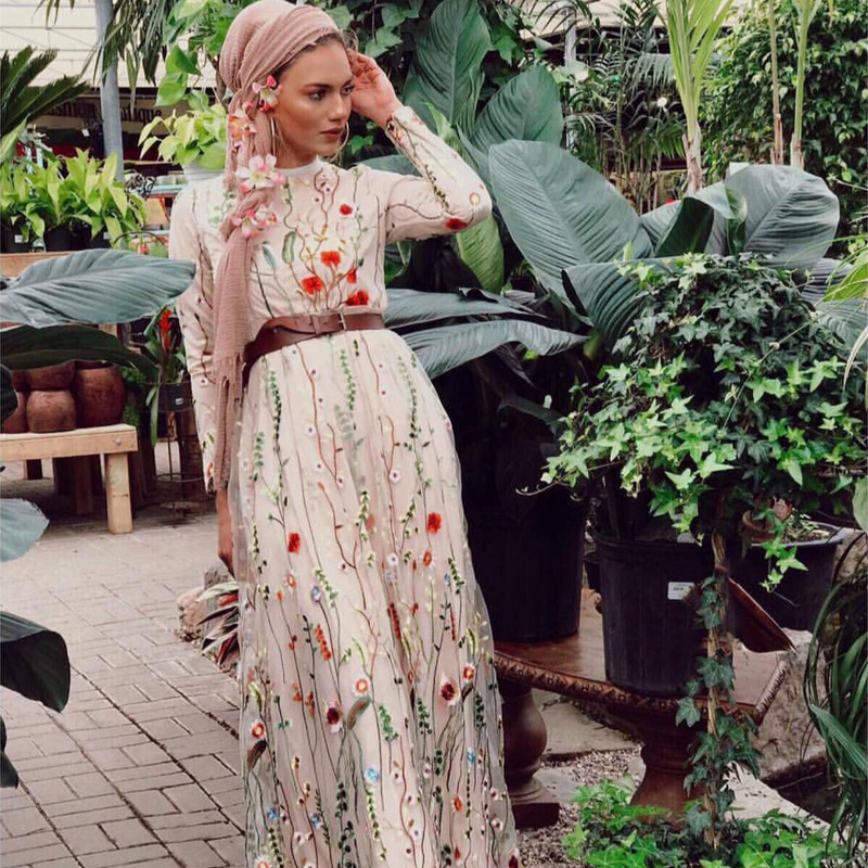 European and American Fashion Women's Clothing Turkish Embroidered Dress Elegant Slim Fit Fashionable Long Dress