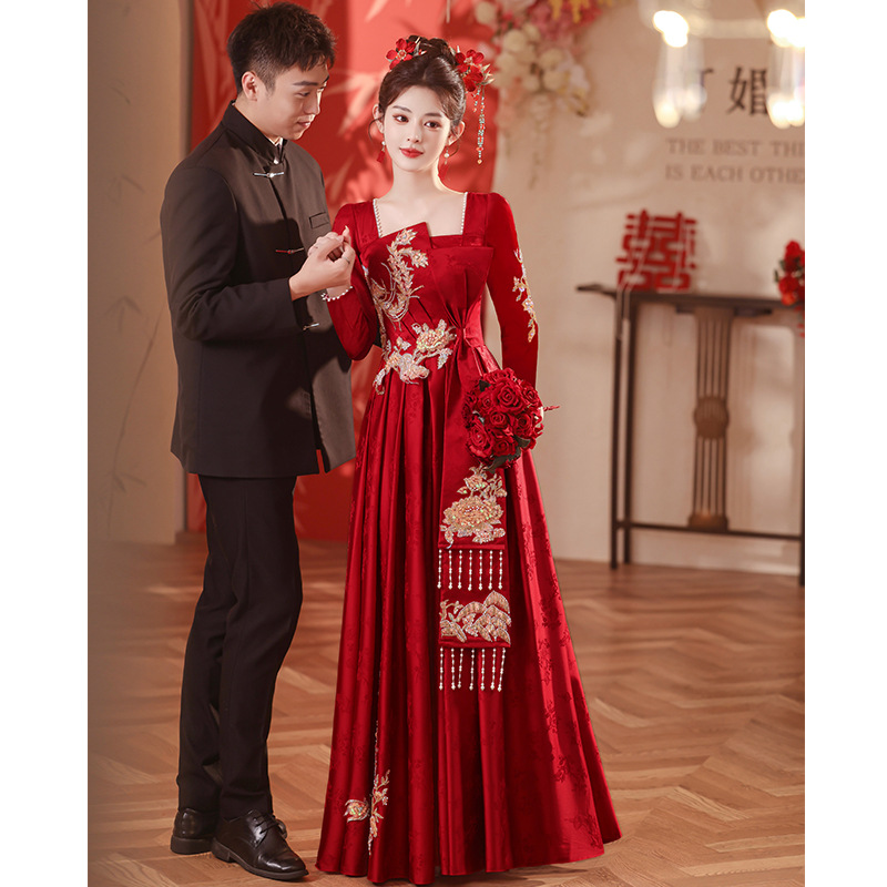 Bridal Toast Dress 2026 New Spring Red Wedding New Chinese Style Engagement Banquet Dress for Women with a High-End Feel