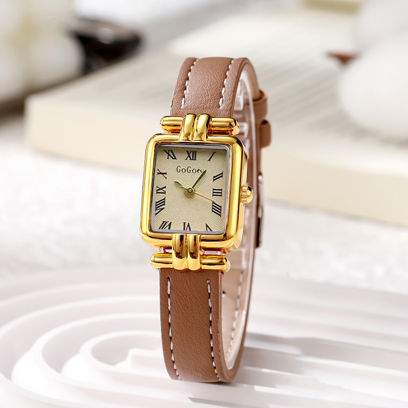 新型のレトロな小さい四角形の女性の腕時計の女性の時計のシンプルなローマのレトロなベルトの高級感の軽い贅沢な生放送の爆発金